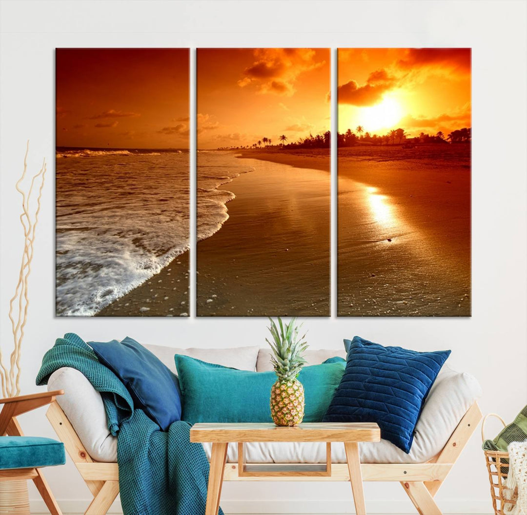 Wall Art Beautiful Beach Landscape at Sunset in Tropical Island Canvas Print