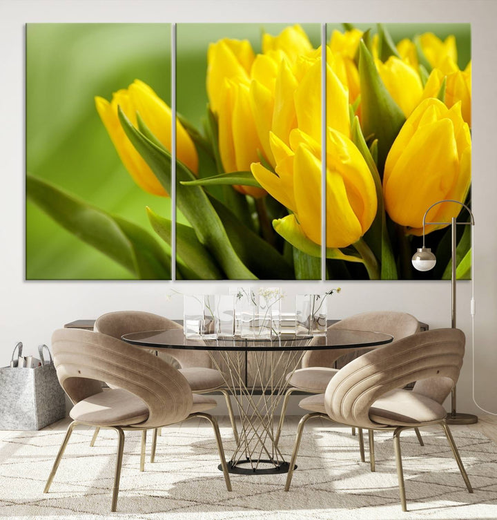 Art mural tulipes jaunes Impression sur toile