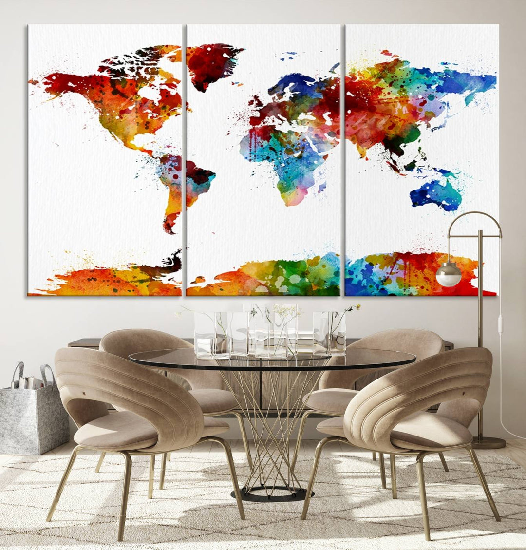 Watercolor World Map Canvas Print