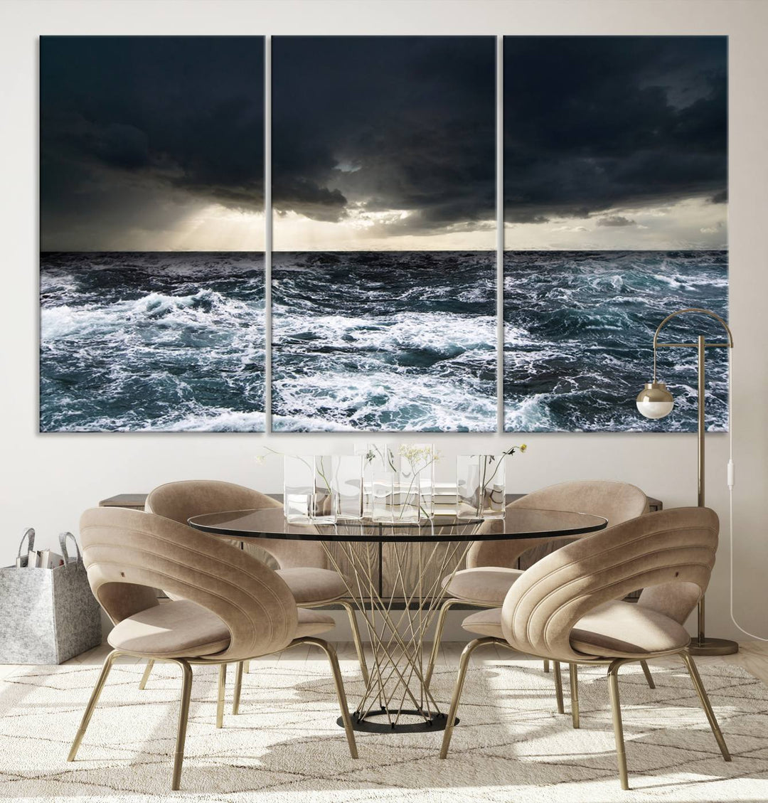 Ocean and Storm Canvas Art Print Hanging Great Print Ocean and