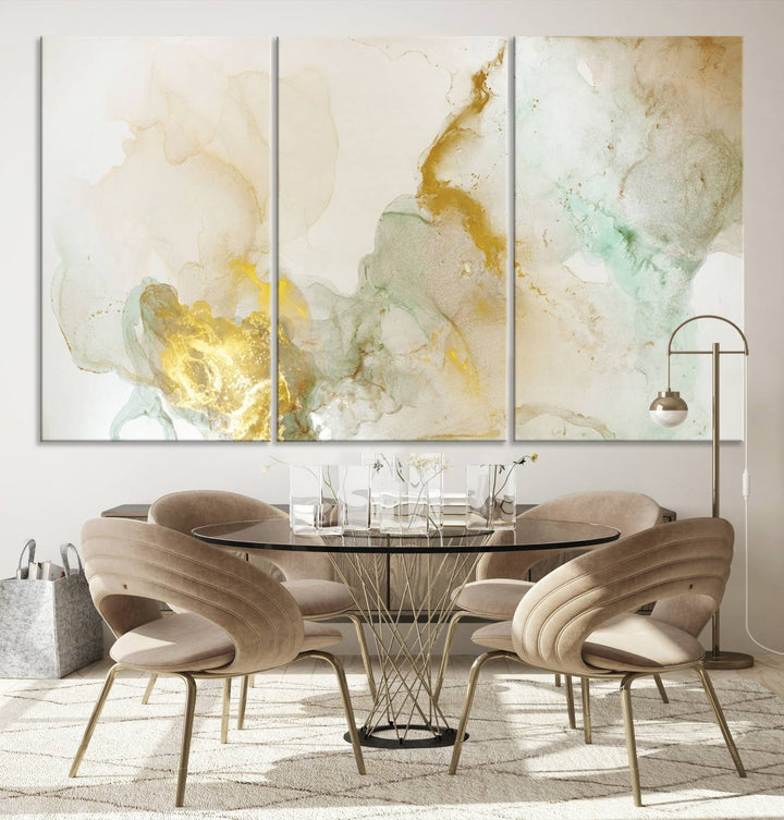 Yellow Marble Fluid Effect Wall Art Abstract Canvas Wall Art Print