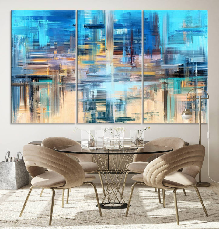 Contemporary Work of Art Blue Abstract Canvas Painting Wall Art Canvas Print