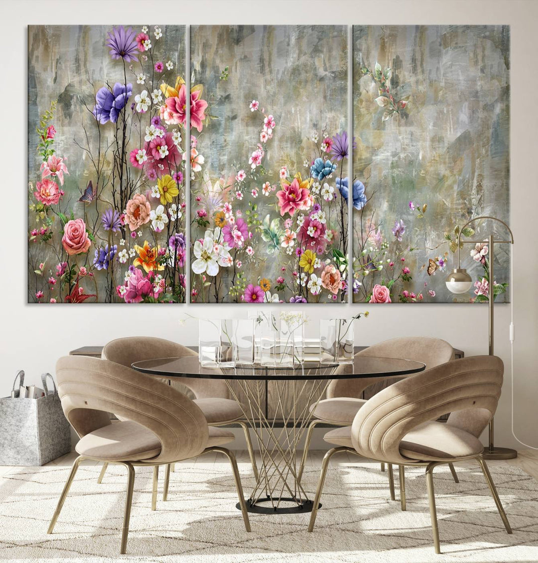 Peinture de fleurs confortables sur toile, impression florale sur toile