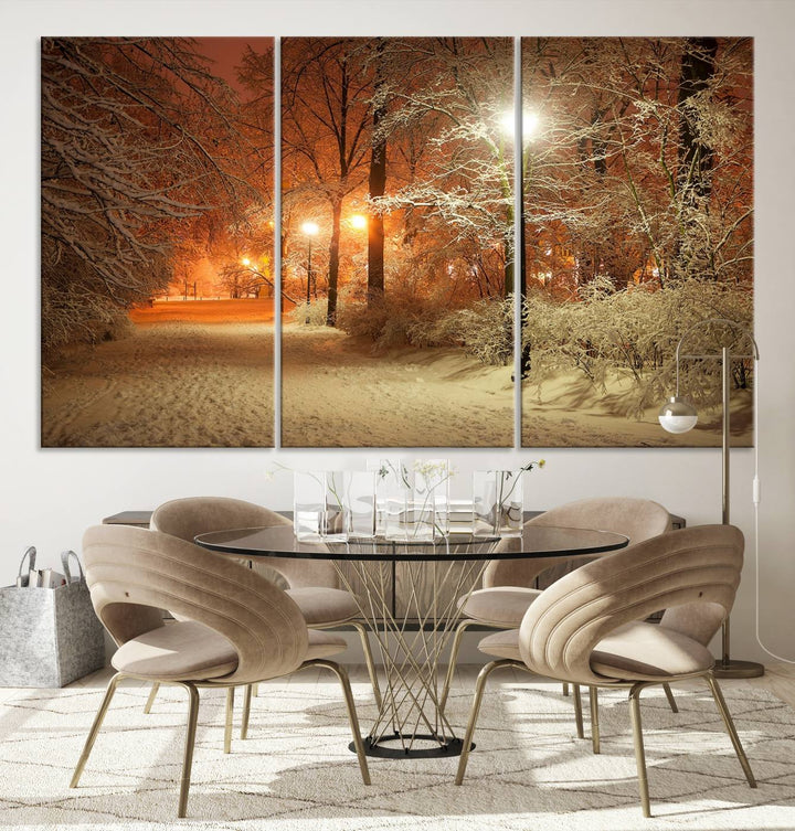 Impression sur toile d’art mural d’hiver et de parc