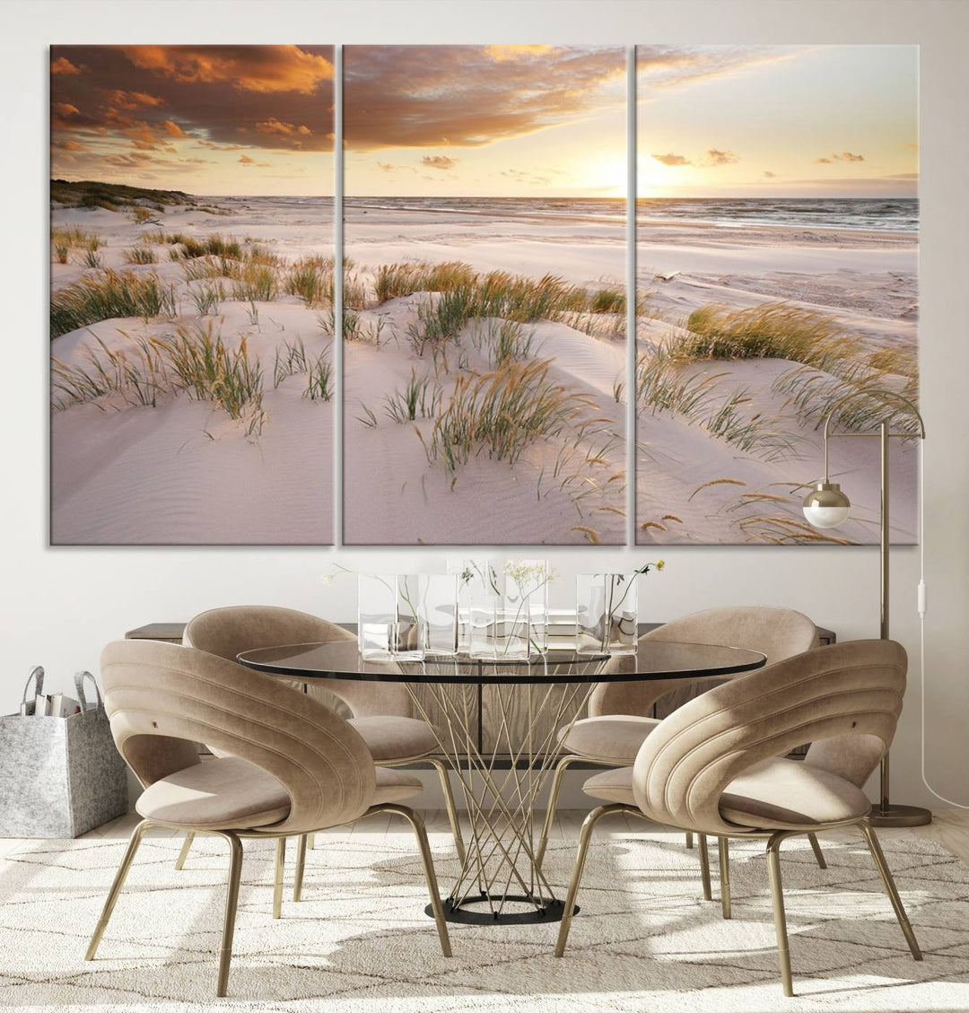 Ocean Beach Wall Art Canvas Print Sunset Artwork Print Coastal Wall Art