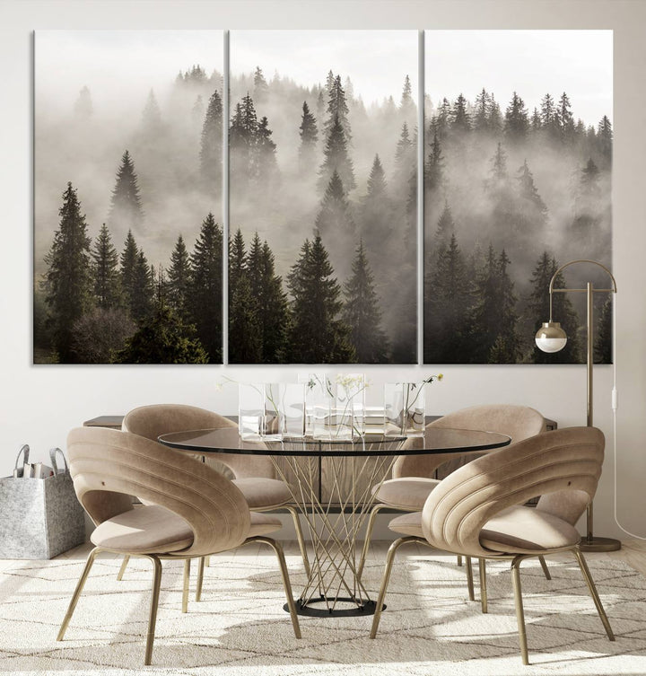 Foggy Forest Wall Art Canvas Print