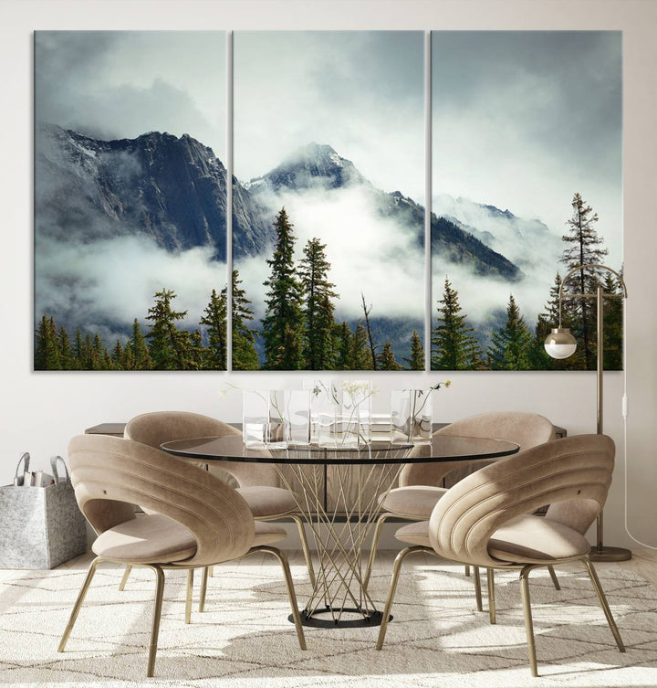 Misty Mountain Forest Wall Art Canvas Print