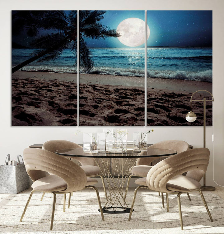 Moonglade Coastal Palm Tree Wall Art Canvas Print