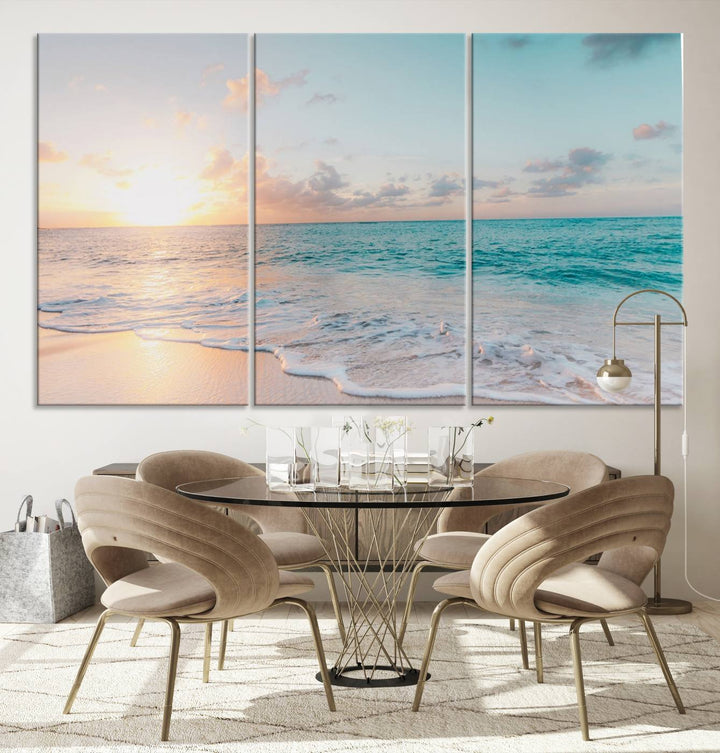 Sunset Beach Art Ocean Vibes Art mural Impression sur toile