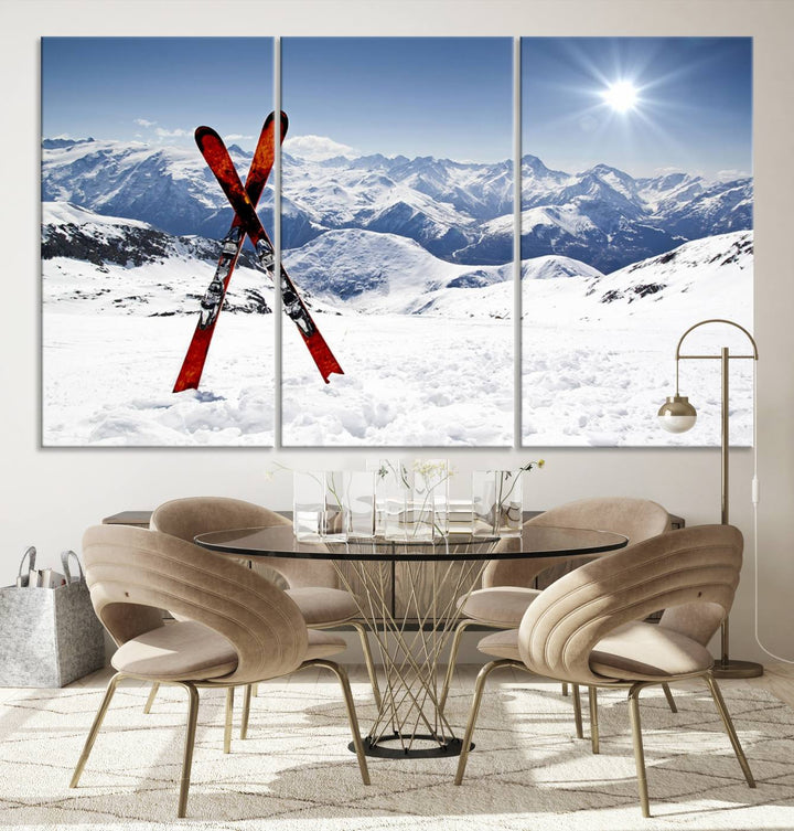 Snow Mountain Wall Art Canvas Print, Snowboard Sport Wall Art