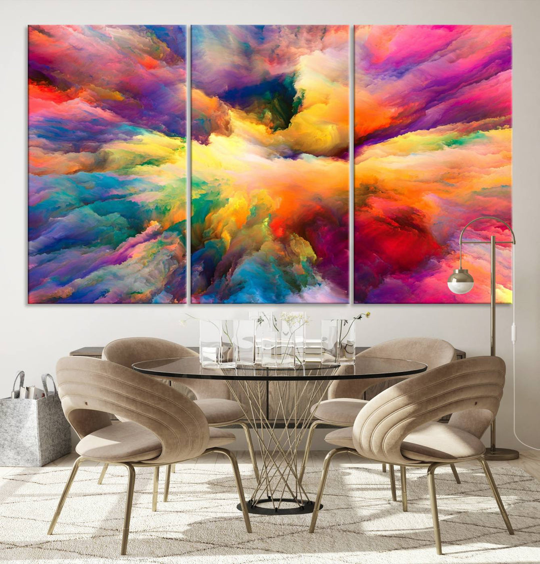 Art mural en forme de nuage de couleurs vibrantes flamboyantes Impression sur toile