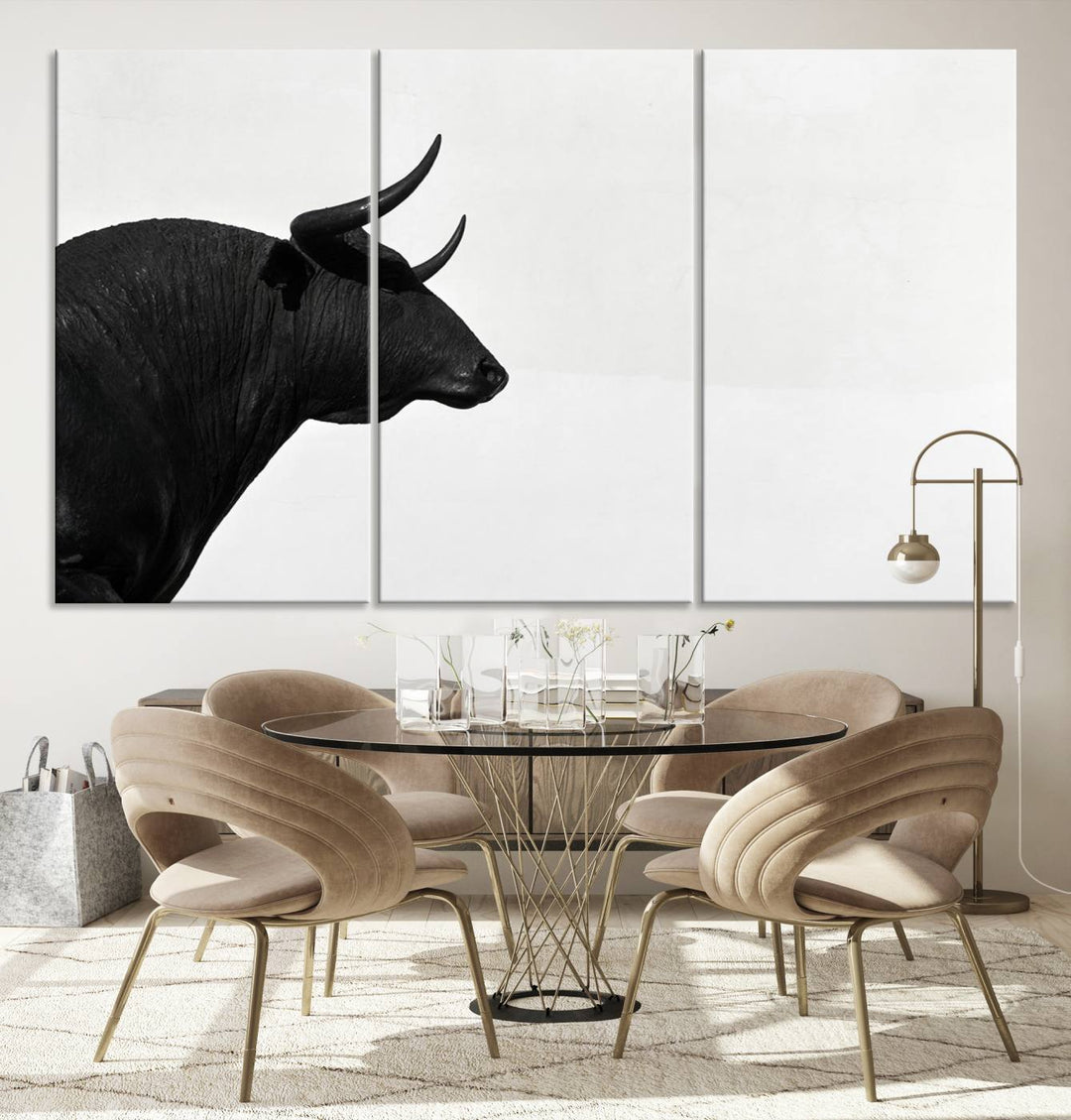 The Spanish Bull Wall Art Canvas Print is crafted on museum-quality canvases and is coated with UV-protective layers for lasting brilliance. It comes ready to hang, effortlessly enhancing your living space.