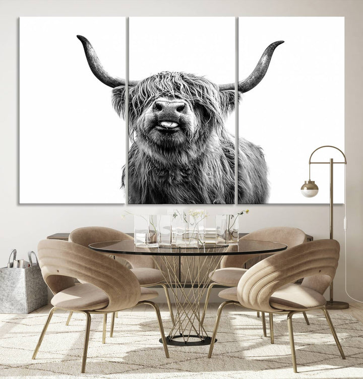 Fanny Scottish Highland Cow Cattle Art Print Farmhouse Wall Art Canvas Print