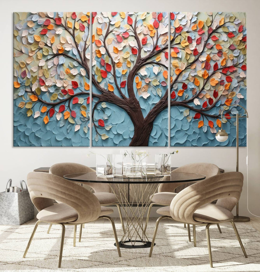 Impression sur toile d’art mural abstrait d’arbre et de feuille