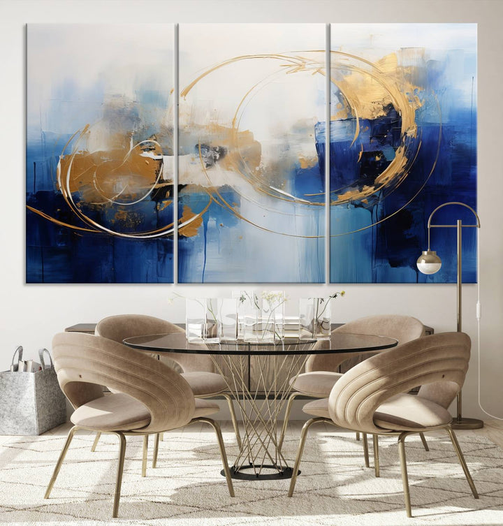 Navy Blue Abstract Wall Art Canvas Print