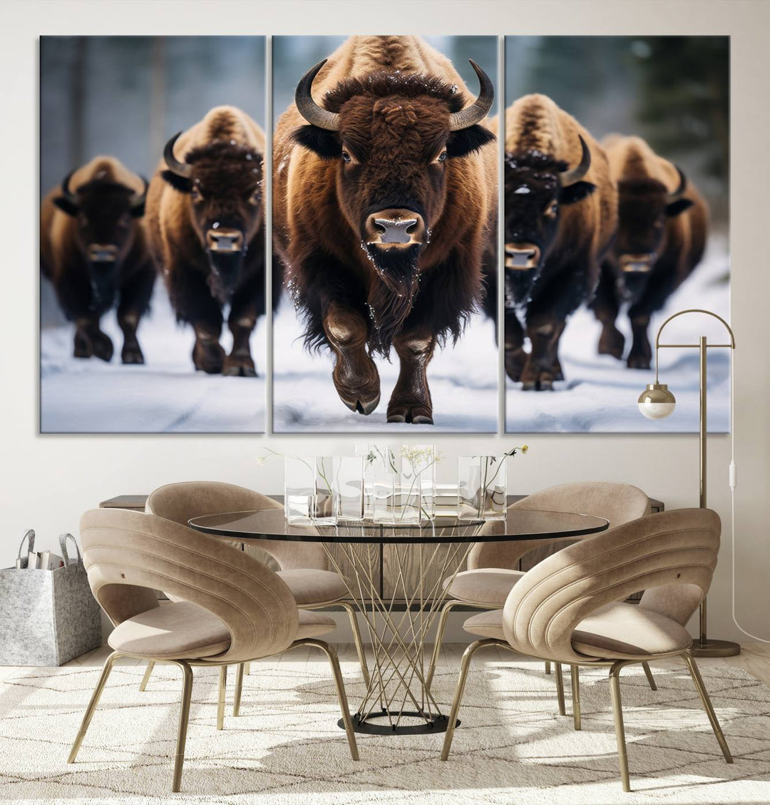 Buffalo Wall Art Canvas Print, American Bison Herd Wall Art Canvas Print