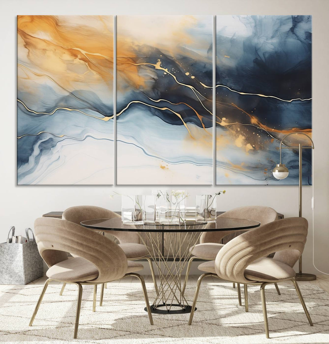 Smoke Blue Wall Art Canvas Print Abstract Artwork Printing