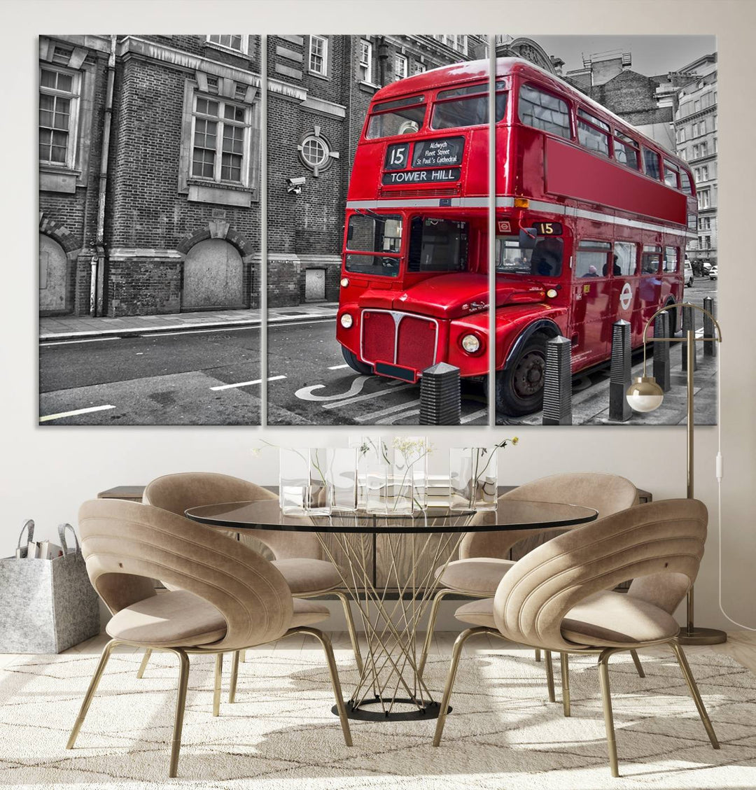 London Red Bus Wall Art, Red Telephone Club, London Night Canvas Print