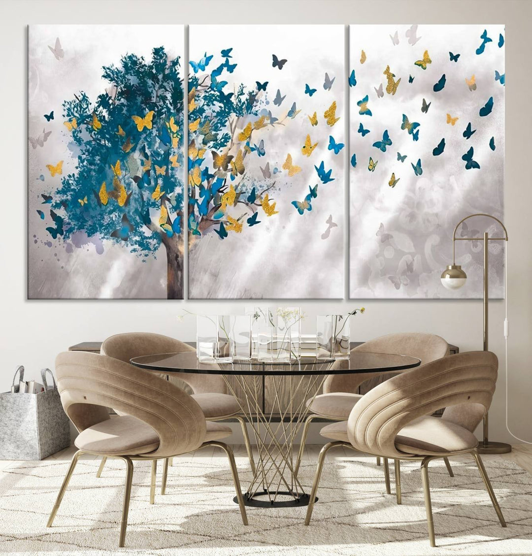 Tree Butterfly Abstract Tree and Butterfly Wall Art Canvas Print