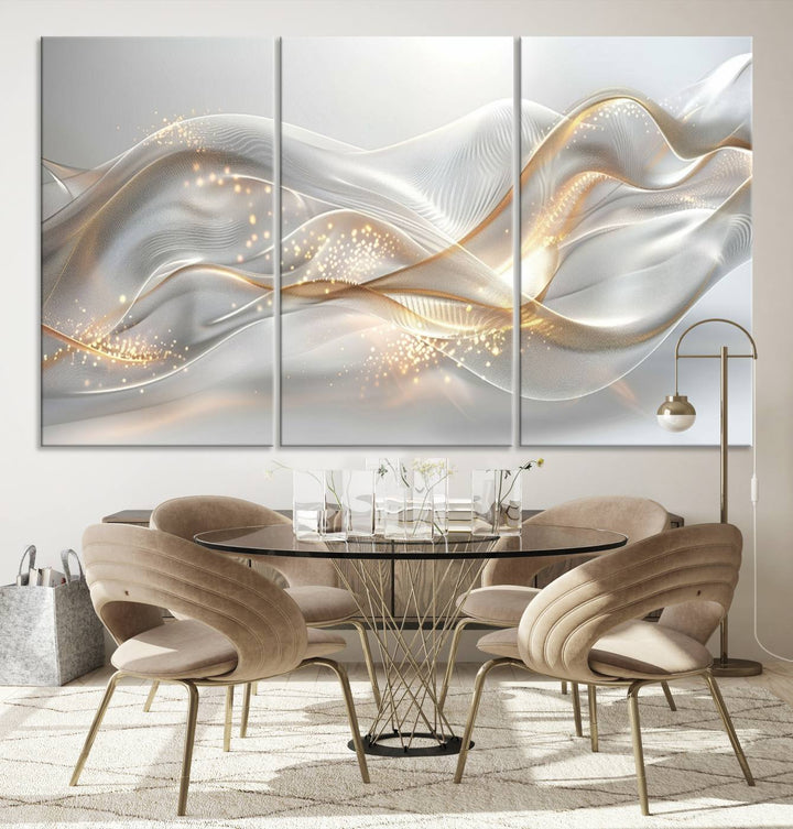 Abstract art Grey and Gold Lines Wall Art