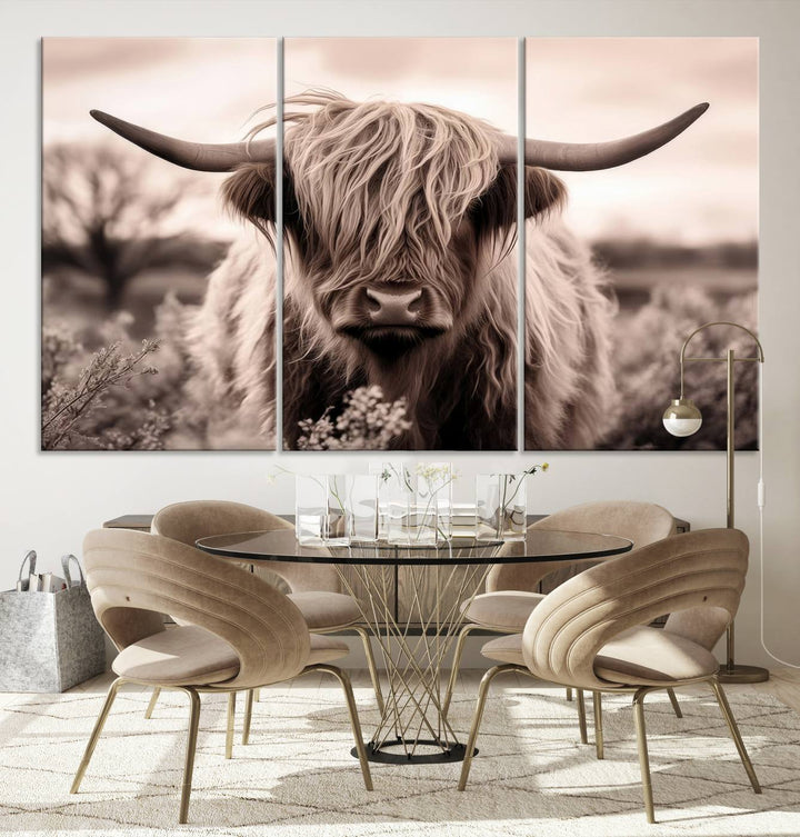 Scottish Cow Longhorn Wall Art Canvas Print.