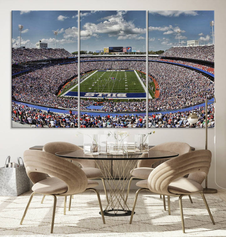 Buffalo Bills Football Team Print - Highmark Stadium Wall Art Canvas Print - Bills Stadium Game Day Triple Canvas Wall Art - Buffalo Bills NFL Match