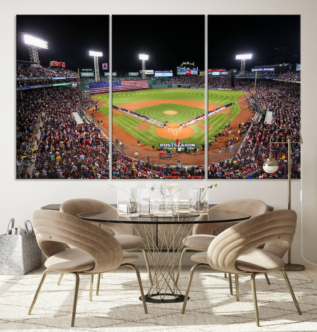 Fenway Park Postseason Triple Canvas Wall Art - Boston Red Sox Historic Game