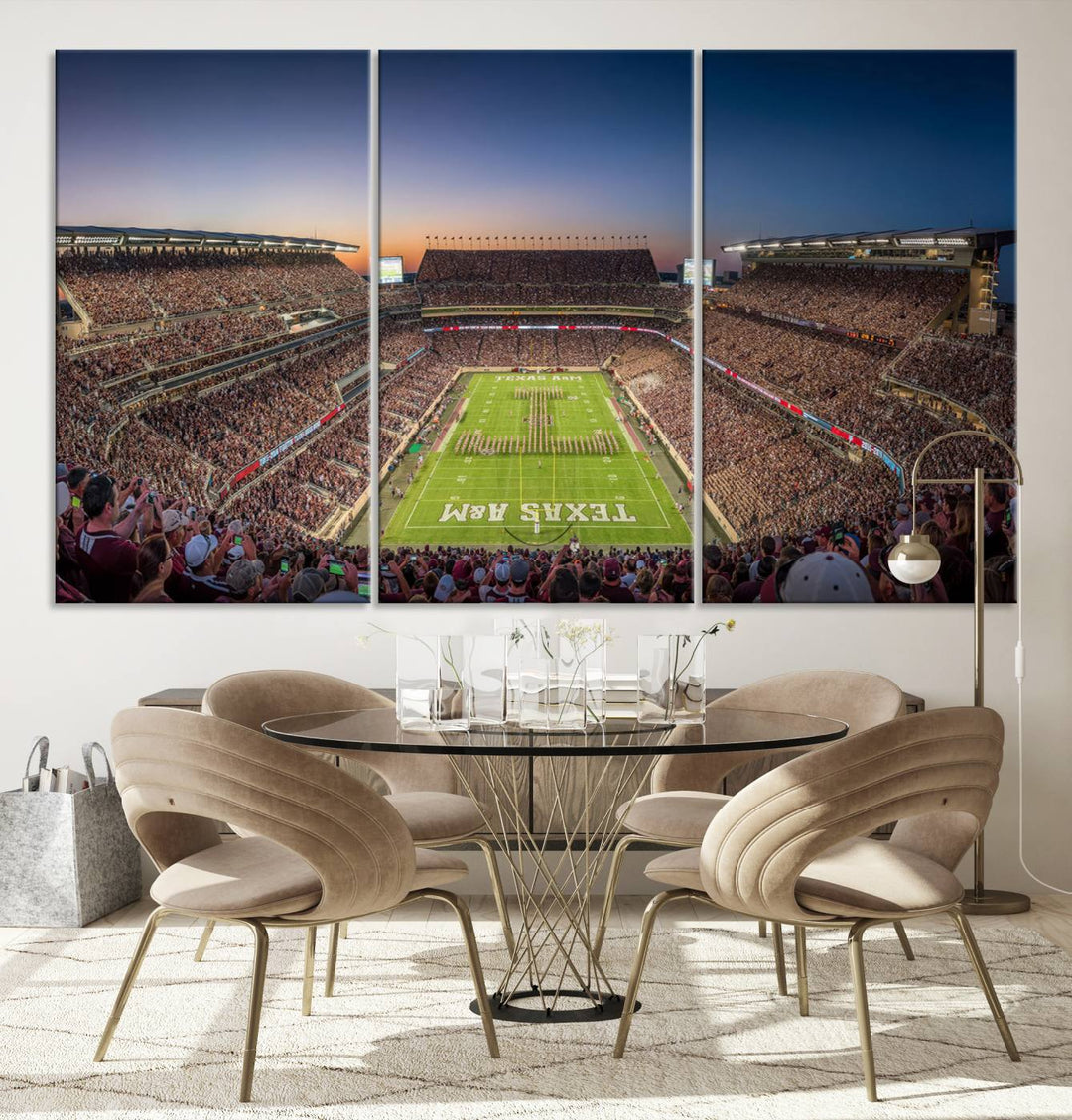 Texas A&M University Aggies Football Team Print - College Station Kyle Field Stadium Wall Art Canvas Print