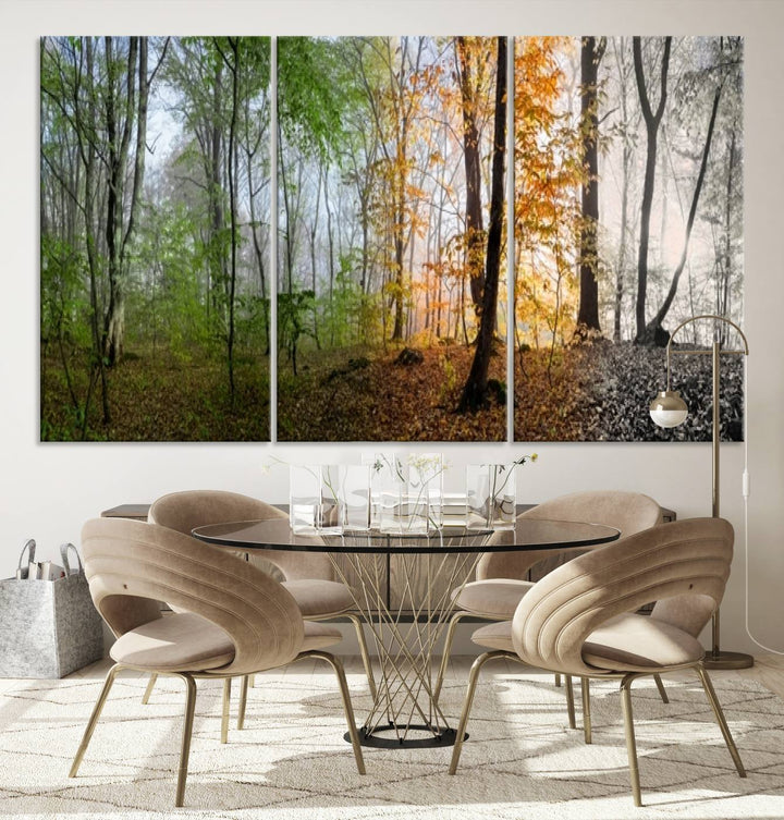 Decoración moderna para el hogar, arte de pared, lienzo, arte de pared de bosque de cuatro estaciones