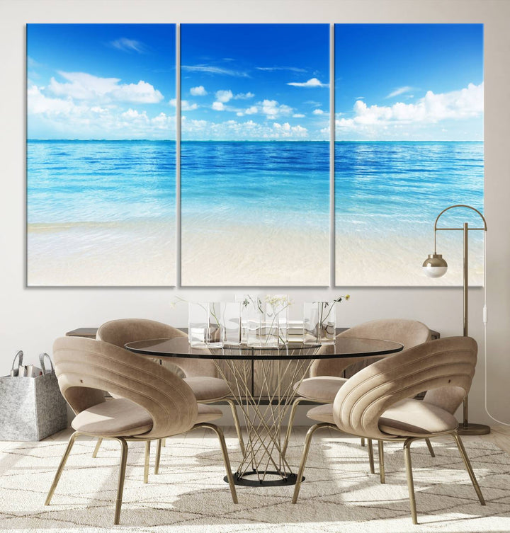 Impresión en lienzo grande de océano y playa para decoración artística de pared de comedor