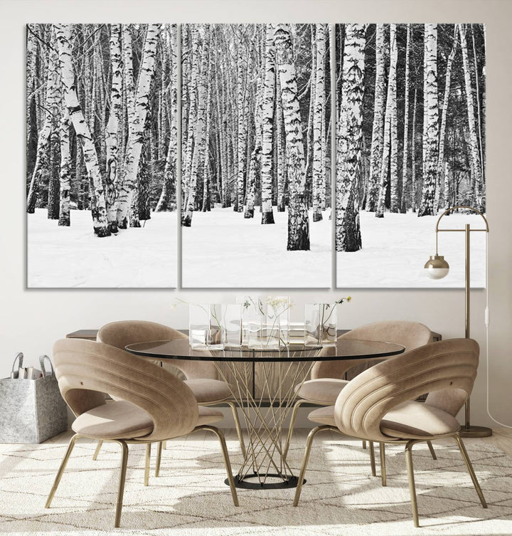 Wall Art Landscape Canvas Print Forest in Winter with Snowy Ground and Trees