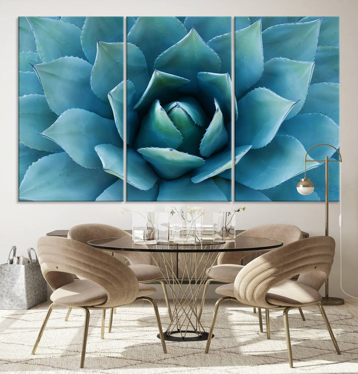 Large Succulent Wall Art Canvas | Vibrant Agave Plant Canvas Print for Living Room and Office Decor