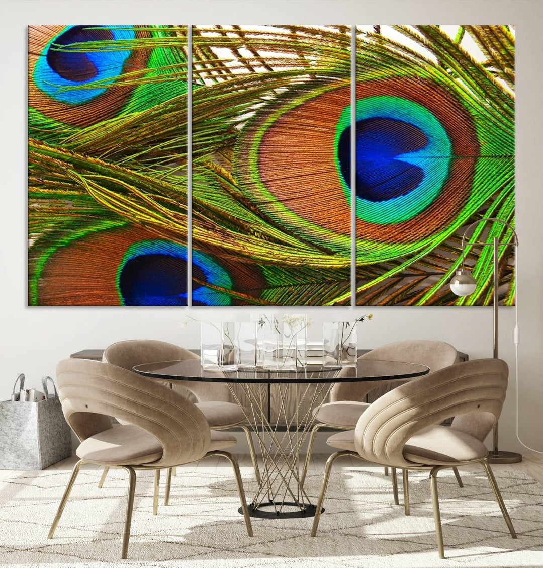 Wall Art Animal Canvas Print Triple Eyed Peacock Wing