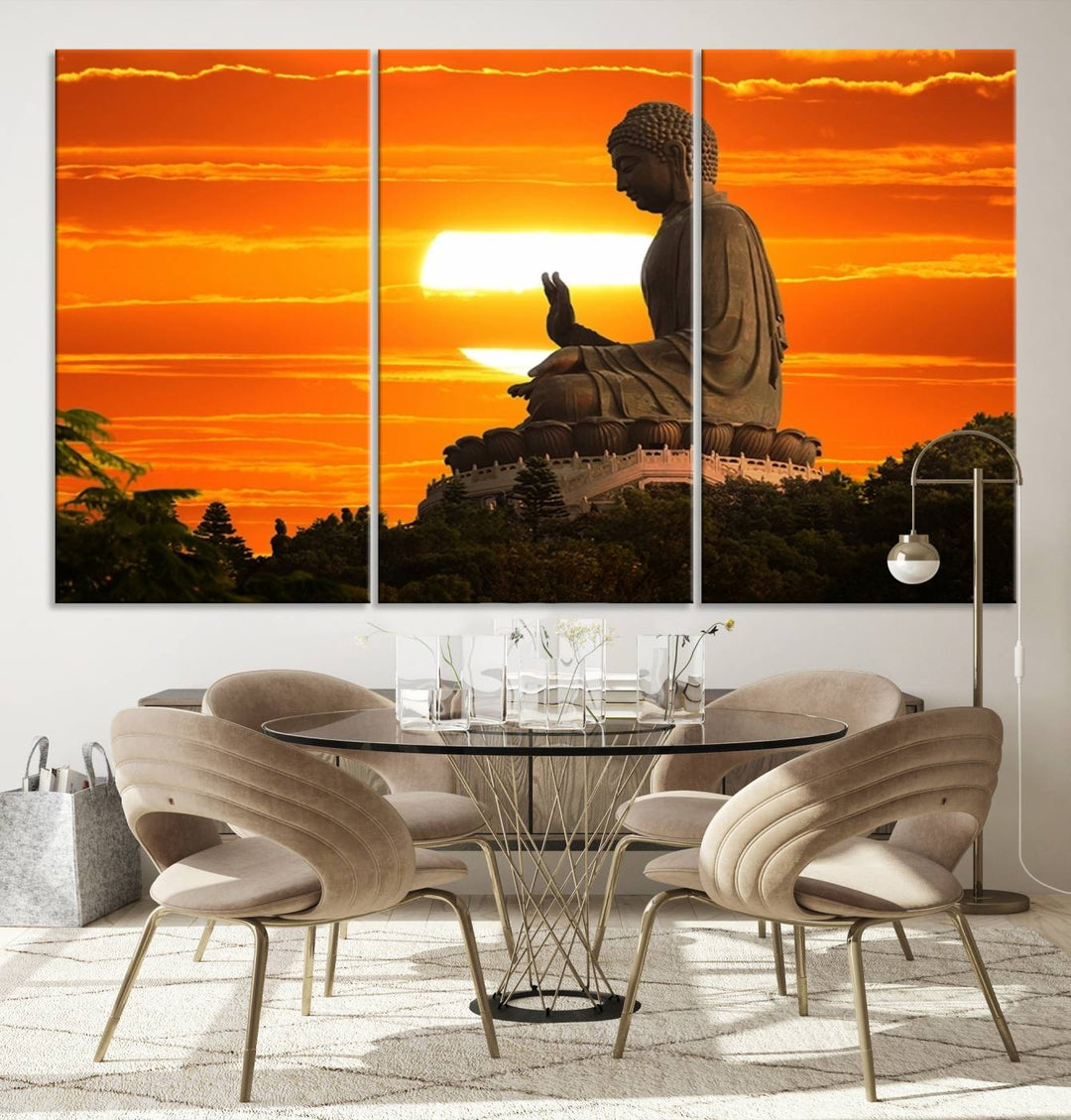 Buddha Statue at Sunset Canvas Print 