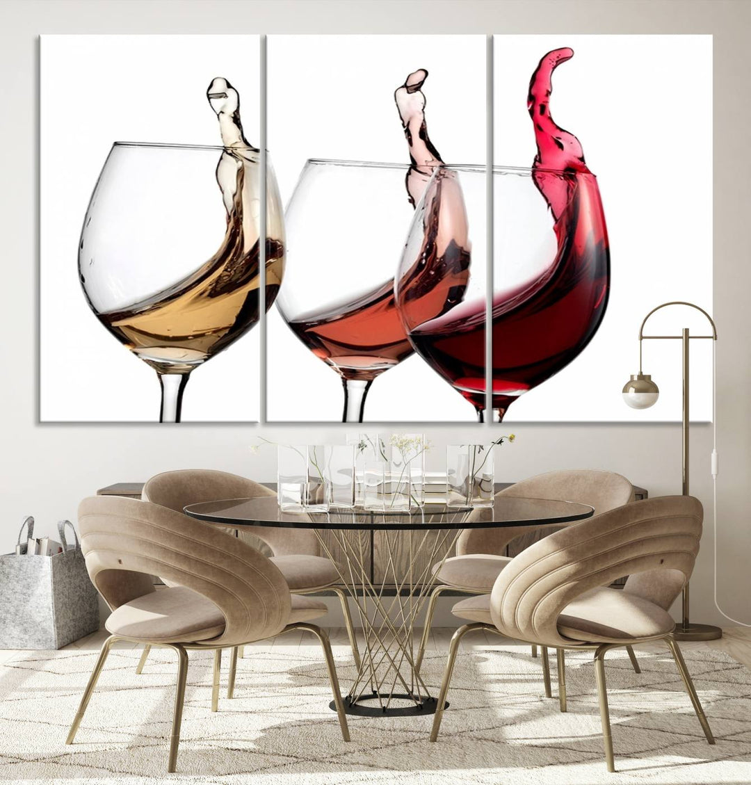 49896 - Lienzo decorativo para pared grande con vino abstracto en copas