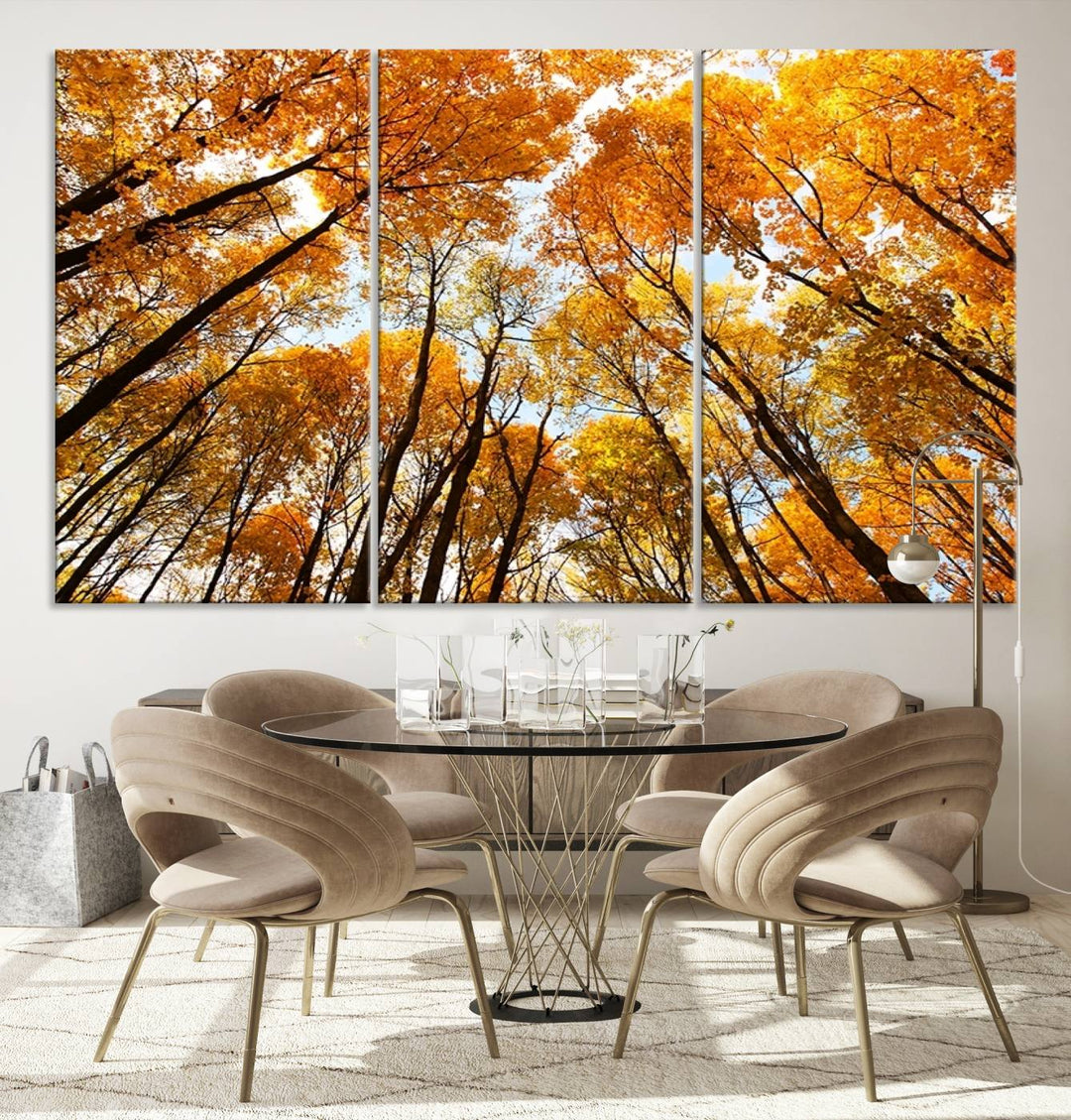 Art mural Forêt jaune et ciel en automne Impression sur toile