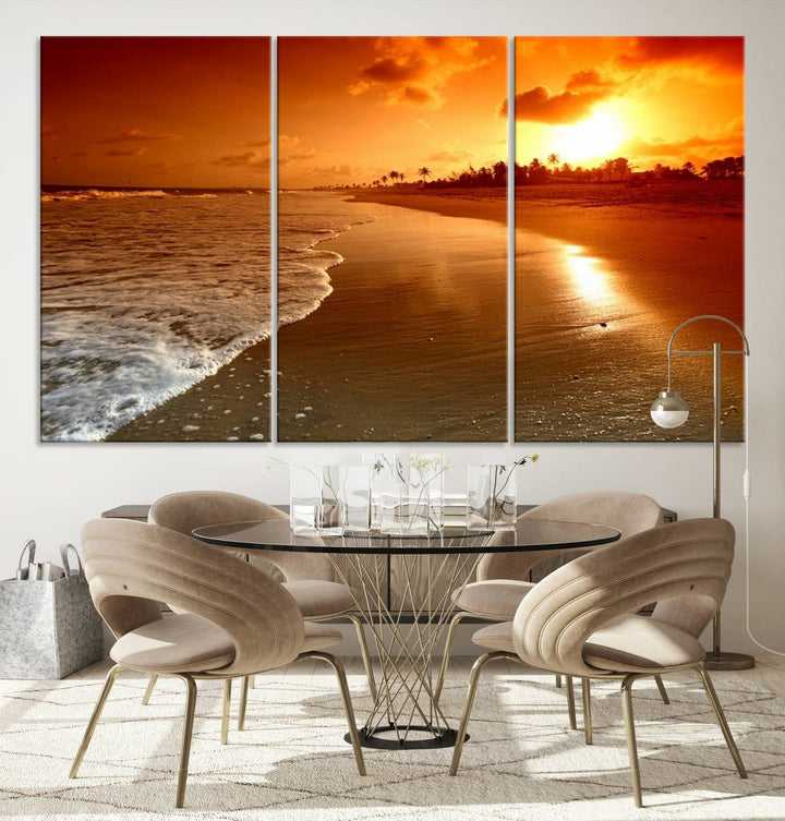 Wall Art Beautiful Beach Landscape at Sunset in Tropical Island Canvas Print