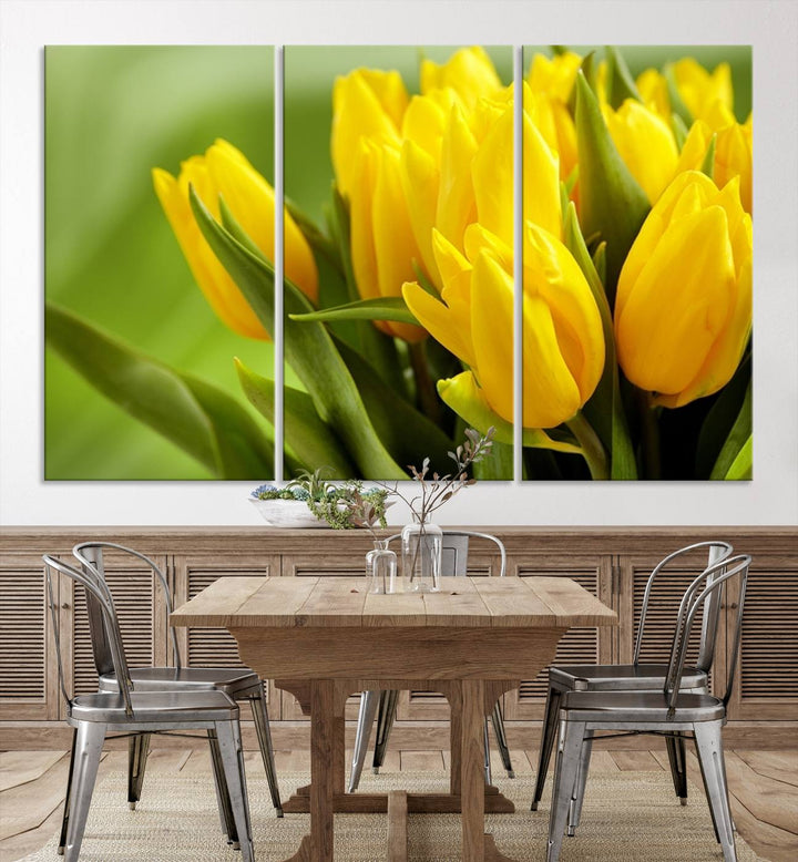 Art mural tulipes jaunes Impression sur toile