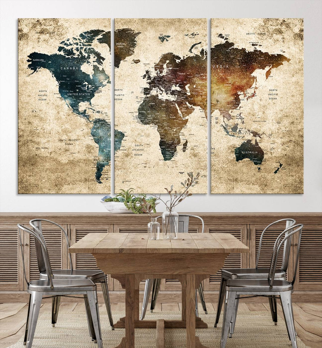 Carte du monde Impression sur toile