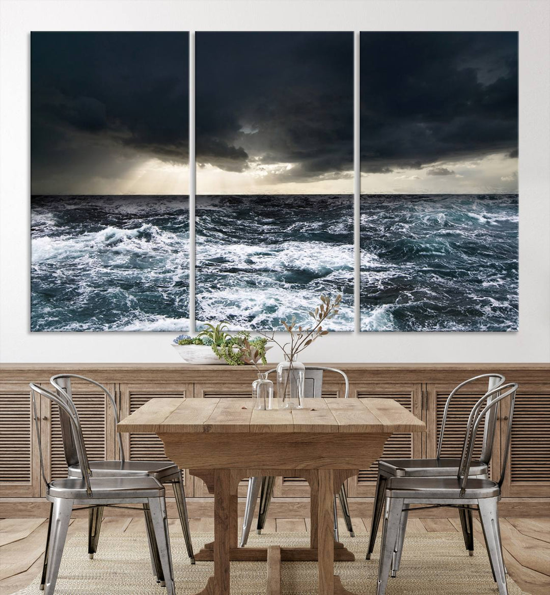 Ocean and Storm Canvas Art Print Hanging Great Print Ocean and