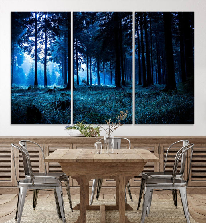 Mystic Dark Forest Wall Art Forest Canvas Print