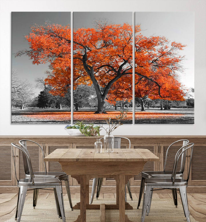 Impression d’art mural sur toile d’arbre d’automne orange