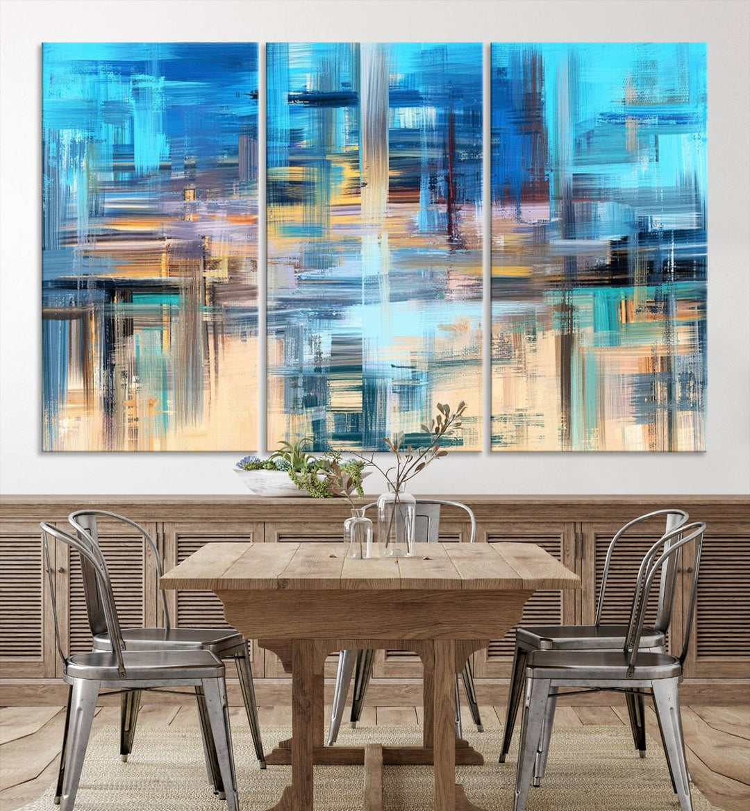 Contemporary Work of Art Blue Abstract Canvas Painting Wall Art Canvas Print