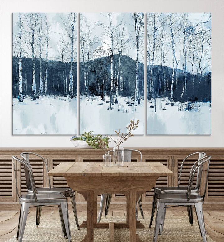 Impression d’art sur toile de forêt d’hiver à couper le souffle Multi Panel Forest Art Winter Photograph Art