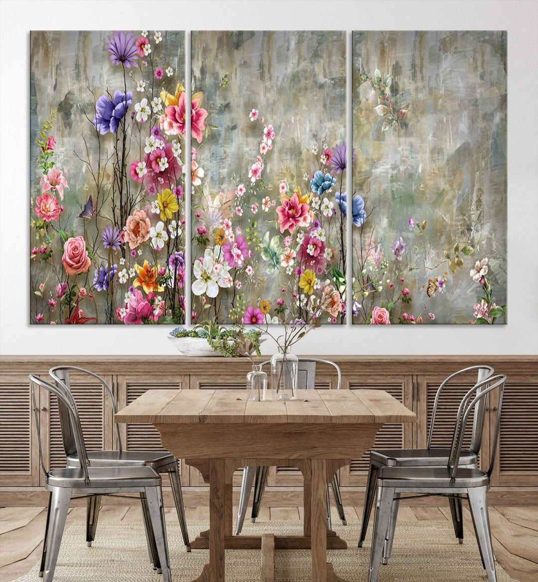 Cozy Flowers Painting on Canvas Wall Art Floral Canvas Print