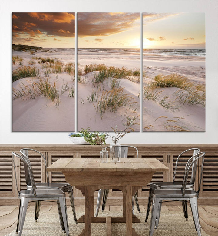 Ocean Beach Wall Art Canvas Print Sunset Artwork Print Coastal Wall Art