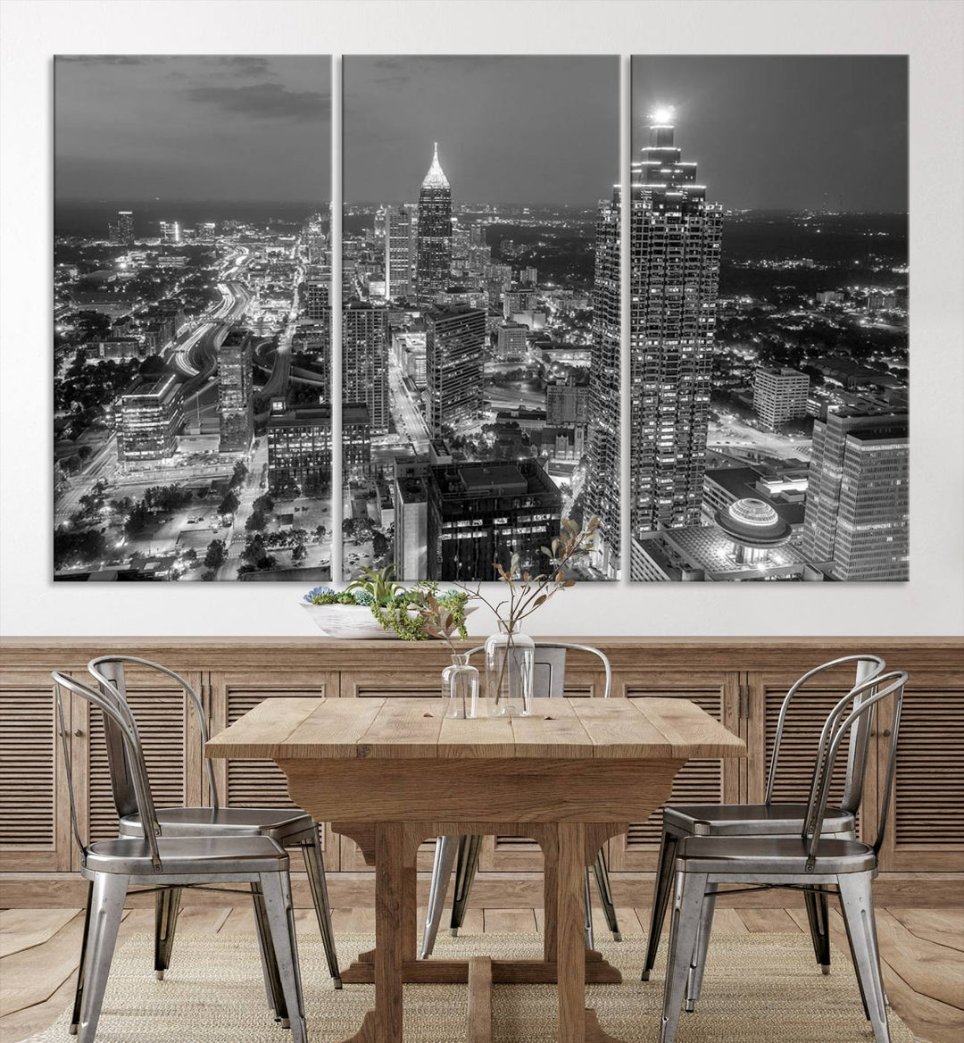 Large Atlanta City Skyline Wall Art Cityscape Canvas Print