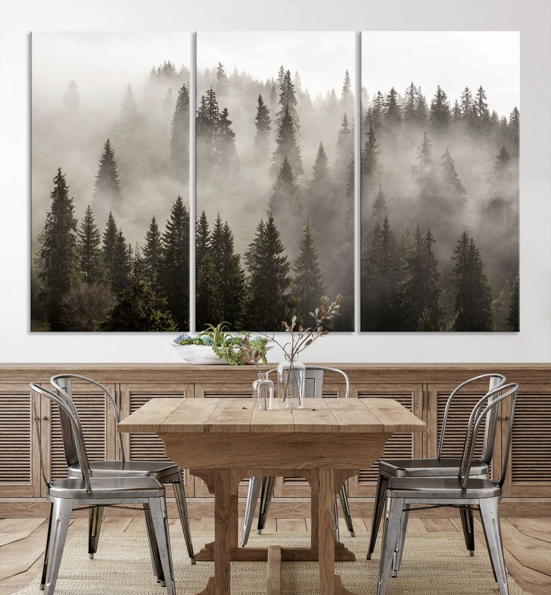 Foggy Forest Wall Art Canvas Print