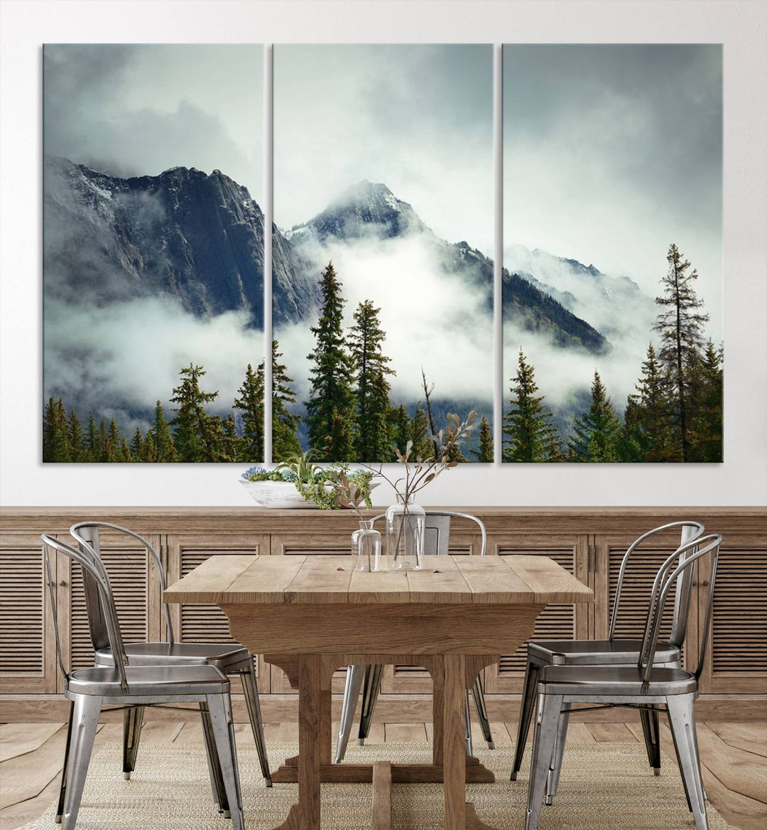 Misty Mountain Forest Wall Art Canvas Print