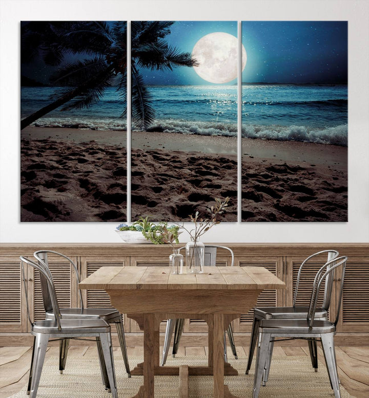 Moonglade Coastal Palm Tree Wall Art Canvas Print